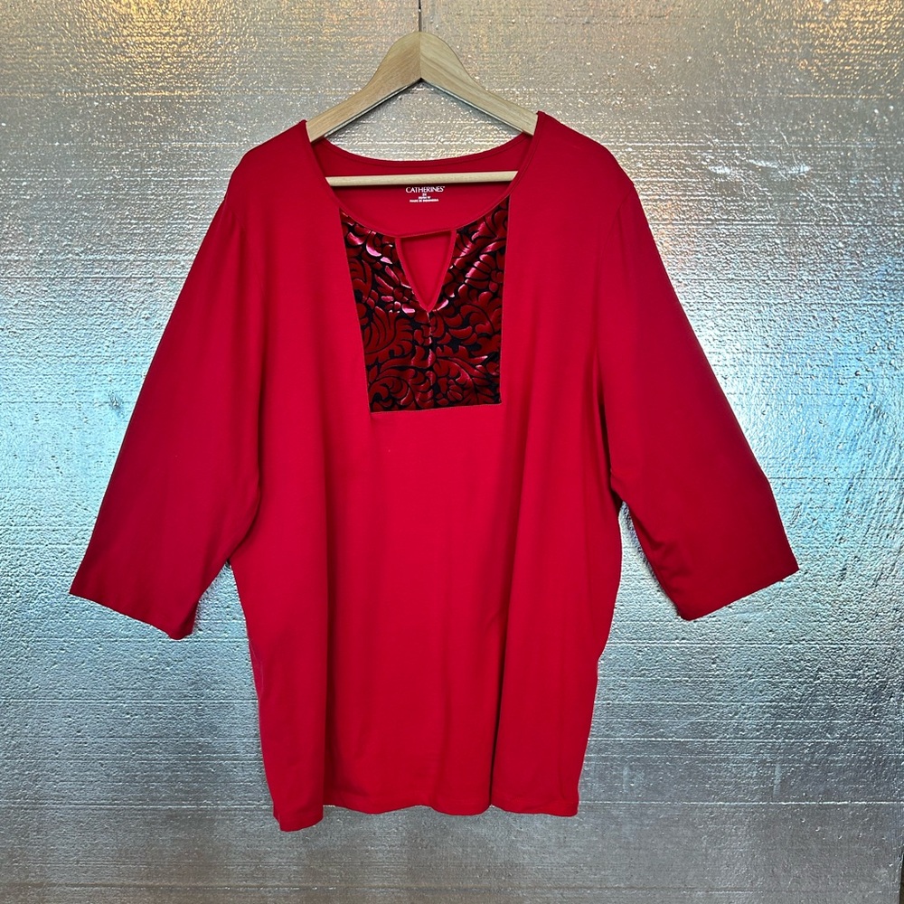 Catherine’s Casual Red Women's Top 2X